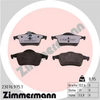 Jeu de 4 plaquettes de frein arrière ZIMMERMANN 23076.975.1