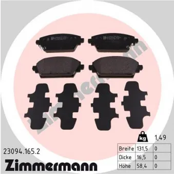 Jeu de 4 plaquettes de frein avant ZIMMERMANN 23094.165.2