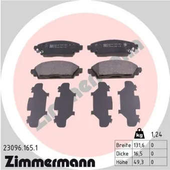 Jeu de 4 plaquettes de frein avant ZIMMERMANN 23096.165.1