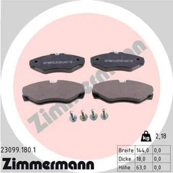 Jeu de 4 plaquettes de frein avant ZIMMERMANN 23099.180.1