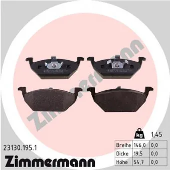 Jeu de 4 plaquettes de frein avant ZIMMERMANN 23130.195.1