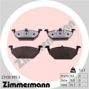 Jeu de 4 plaquettes de frein avant ZIMMERMANN 23130.995.1