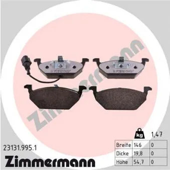 Jeu de 4 plaquettes de frein avant ZIMMERMANN 23131.995.1
