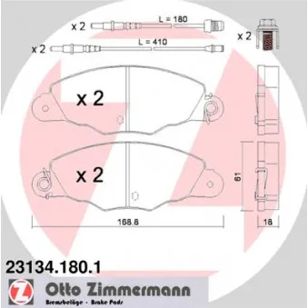 Jeu de 4 plaquettes de frein avant ZIMMERMANN 23134.180.1