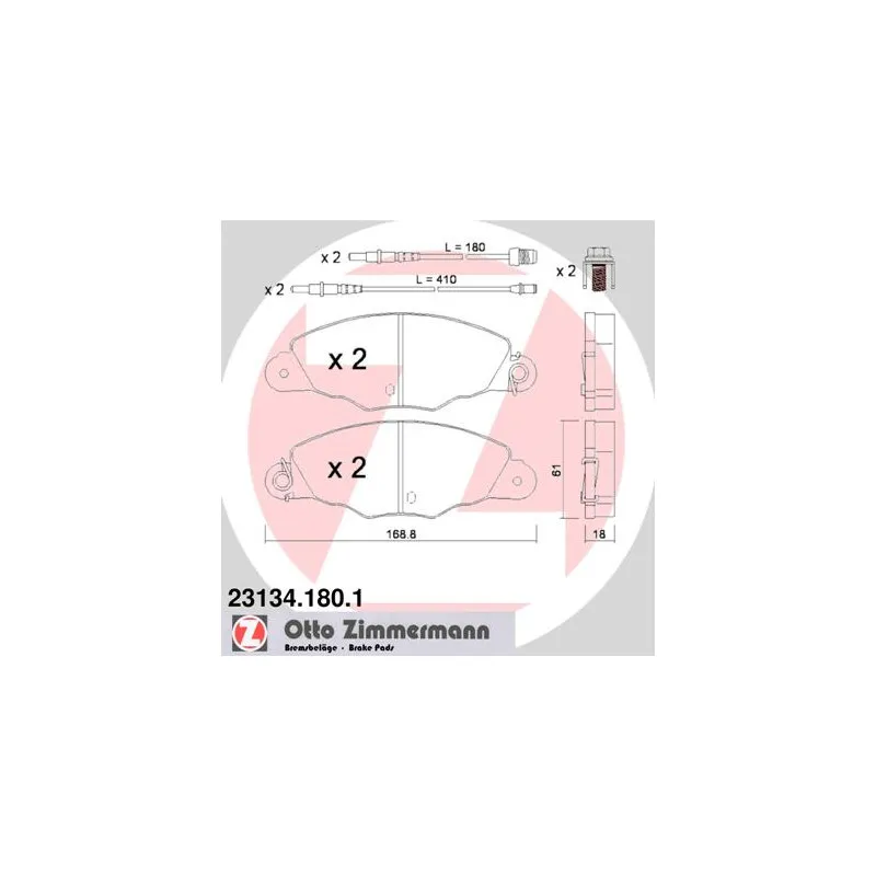 Jeu de 4 plaquettes de frein avant ZIMMERMANN 23134.180.1