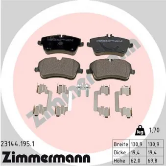 Jeu de 4 plaquettes de frein avant ZIMMERMANN 23144.195.1