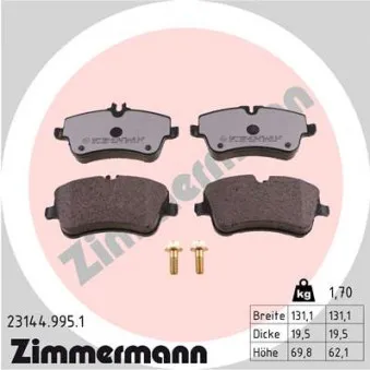 Jeu de 4 plaquettes de frein avant ZIMMERMANN 23144.995.1