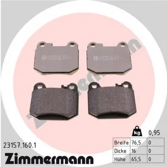 Jeu de 4 plaquettes de frein arrière ZIMMERMANN 23157.160.1