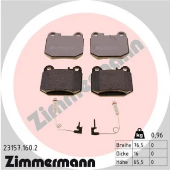 Jeu de 4 plaquettes de frein arrière ZIMMERMANN 23157.160.2