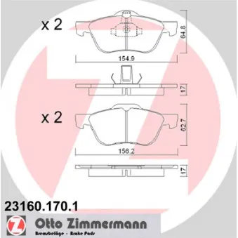 Jeu de 4 plaquettes de frein avant ZIMMERMANN 23160.170.1