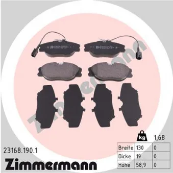 Jeu de 4 plaquettes de frein avant ZIMMERMANN 23168.190.1