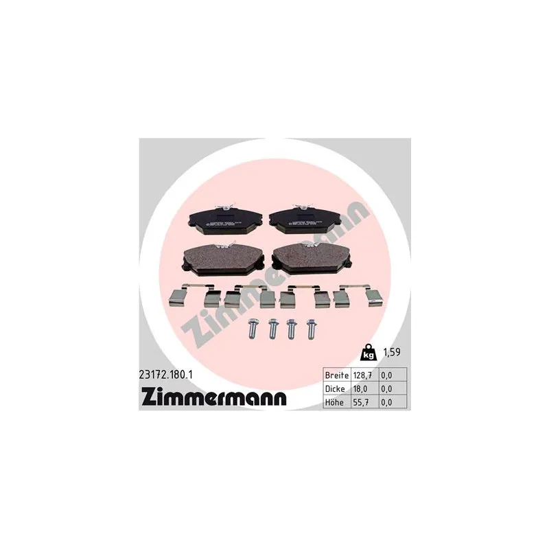 Jeu de 4 plaquettes de frein avant ZIMMERMANN 23172.180.1