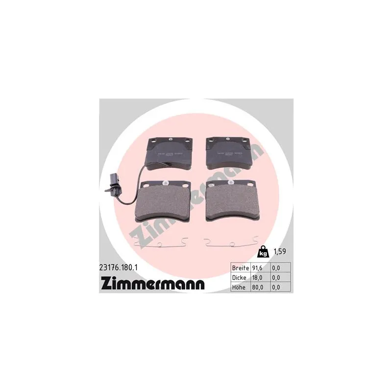 Jeu de 4 plaquettes de frein avant ZIMMERMANN 23176.180.1