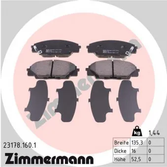 Jeu de 4 plaquettes de frein avant ZIMMERMANN 23178.160.1