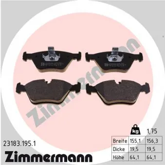Jeu de 4 plaquettes de frein avant ZIMMERMANN 23183.195.1