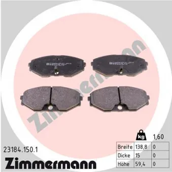 Jeu de 4 plaquettes de frein avant ZIMMERMANN 23184.150.1