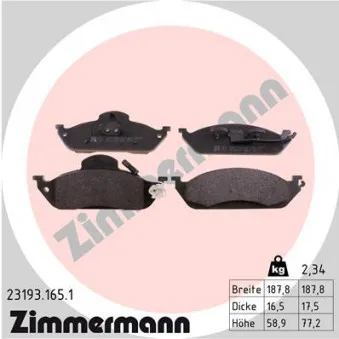 Jeu de 4 plaquettes de frein avant ZIMMERMANN 23193.165.1
