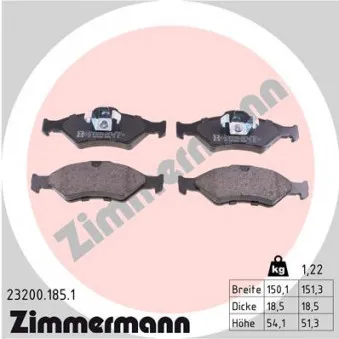 Jeu de 4 plaquettes de frein avant ZIMMERMANN 23200.185.1