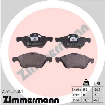 Jeu de 4 plaquettes de frein avant ZIMMERMANN 23215.180.1