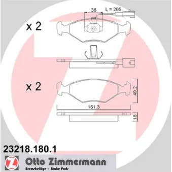 Jeu de 4 plaquettes de frein avant ZIMMERMANN 23218.180.1