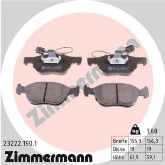 Jeu de 4 plaquettes de frein avant ZIMMERMANN 23222.190.1