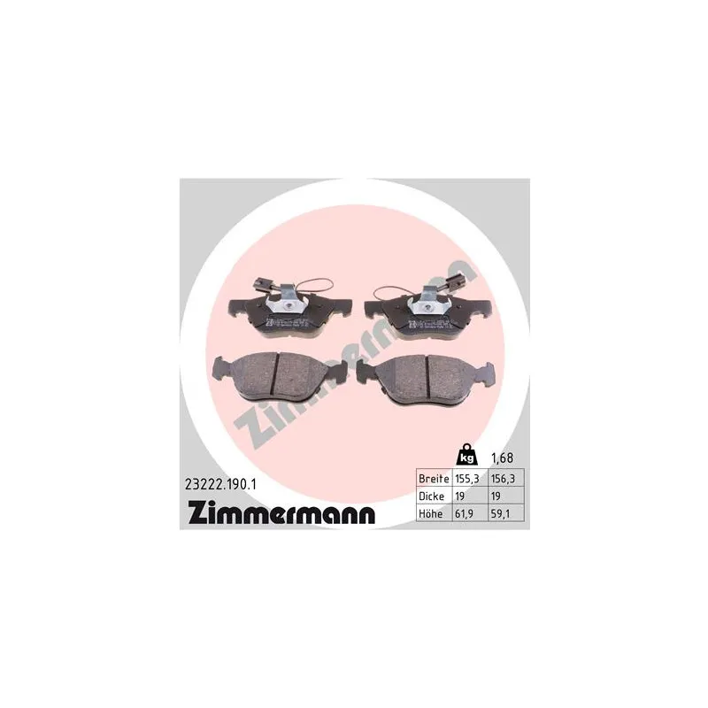 Jeu de 4 plaquettes de frein avant ZIMMERMANN 23222.190.1