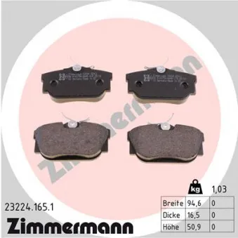 Jeu de 4 plaquettes de frein arrière ZIMMERMANN 23224.165.1