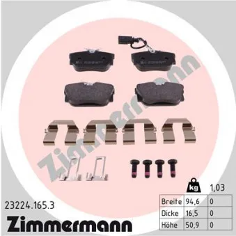 Jeu de 4 plaquettes de frein arrière ZIMMERMANN 23224.165.3
