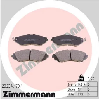 Jeu de 4 plaquettes de frein avant ZIMMERMANN 23234.170.1
