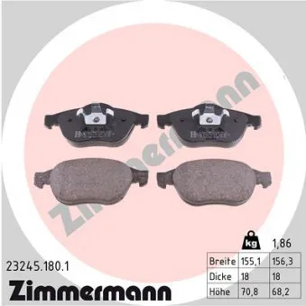 Jeu de 4 plaquettes de frein avant ZIMMERMANN 23245.180.1
