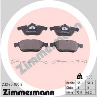 Jeu de 4 plaquettes de frein avant ZIMMERMANN 23245.180.2