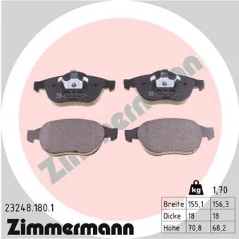 Jeu de 4 plaquettes de frein avant ZIMMERMANN 23248.180.1
