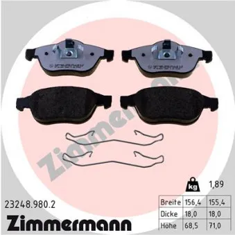 Jeu de 4 plaquettes de frein avant ZIMMERMANN 23248.980.2