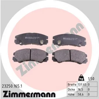 Jeu de 4 plaquettes de frein avant ZIMMERMANN 23250.165.1