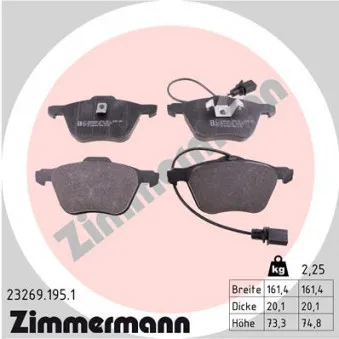 Jeu de 4 plaquettes de frein avant ZIMMERMANN 23269.195.1