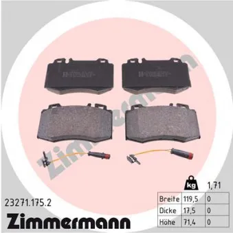 Jeu de 4 plaquettes de frein avant ZIMMERMANN 23271.175.2
