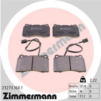 Jeu de 4 plaquettes de frein avant ZIMMERMANN 23273.160.1