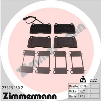 Jeu de 4 plaquettes de frein avant ZIMMERMANN 23273.160.2