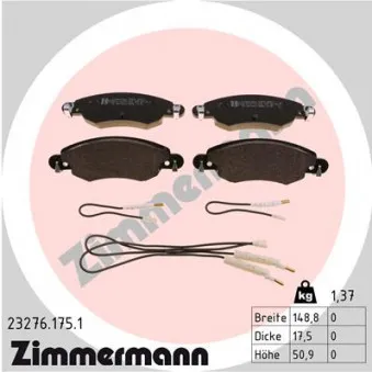 Jeu de 4 plaquettes de frein avant ZIMMERMANN 23276.175.1