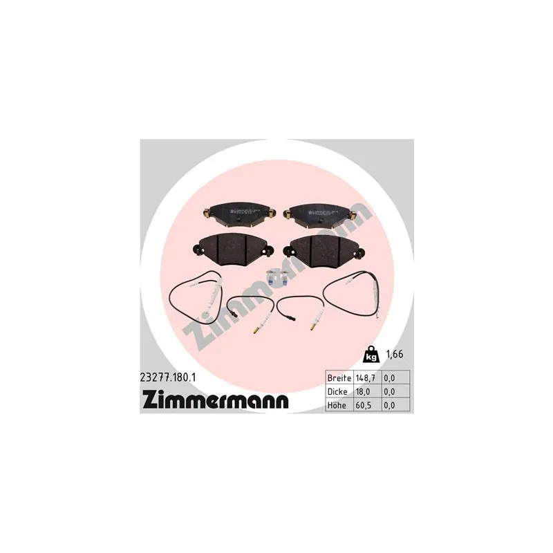 Jeu de 4 plaquettes de frein avant ZIMMERMANN 23277.180.1