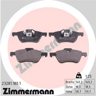 Jeu de 4 plaquettes de frein avant ZIMMERMANN 23281.180.1