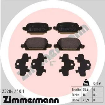 Jeu de 4 plaquettes de frein arrière ZIMMERMANN 23284.140.1