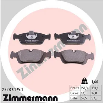 Jeu de 4 plaquettes de frein avant ZIMMERMANN 23287.175.1