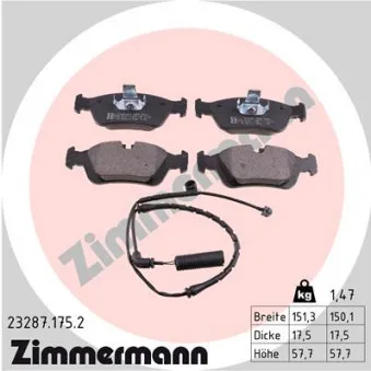 Jeu de 4 plaquettes de frein avant ZIMMERMANN 23287.175.2