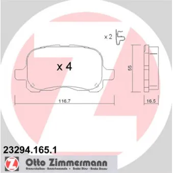 Jeu de 4 plaquettes de frein avant ZIMMERMANN 23294.165.1