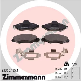 Jeu de 4 plaquettes de frein avant ZIMMERMANN 23300.185.1
