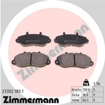 Jeu de 4 plaquettes de frein avant ZIMMERMANN 23302.180.1