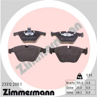 Jeu de 4 plaquettes de frein avant ZIMMERMANN 23312.200.1