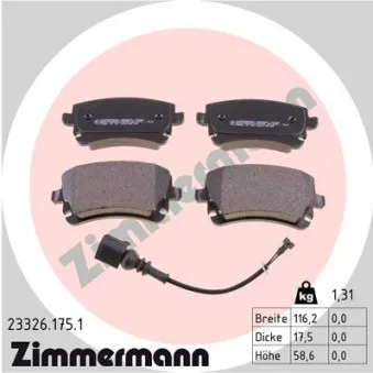 Jeu de 4 plaquettes de frein arrière ZIMMERMANN 23326.175.1