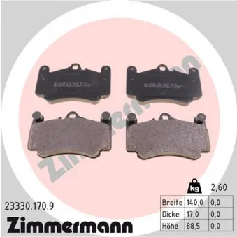 Jeu de 4 plaquettes de frein avant ZIMMERMANN 23330.170.9